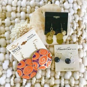 Kenneth Cole, Style Fashion Earrings Bundle of 3 NWT